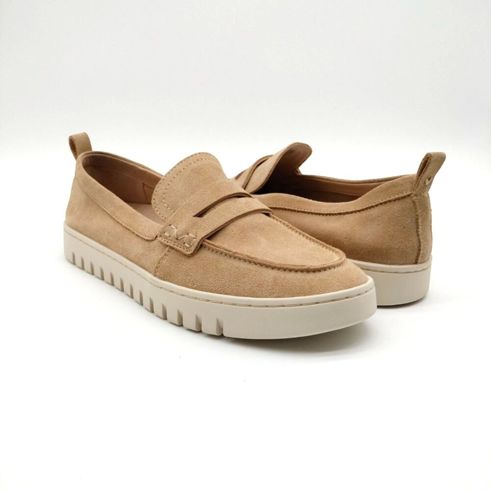 Vionic Women's Size 9.5 W Sand Suede Uptown Lug Sole Arch Support Penny Loafers